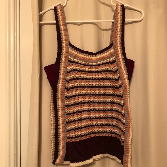 Wilfred Crochet Knit Tank Stripe Linen Blend - Picture 3 of 8